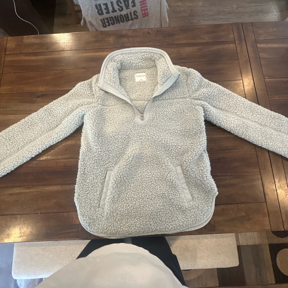 Abercrombie & Fitch Soft Gray Sherpa Jacket